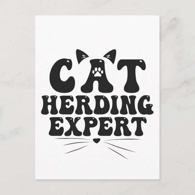 Carte Postale Funny Cat Herding Expert humoristique Animal Amour (Devant)
