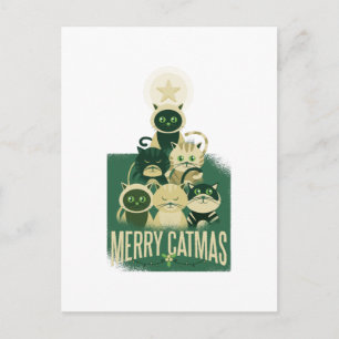 Carte Postale Funny Cat Noël Arbre Joyeux Catmas