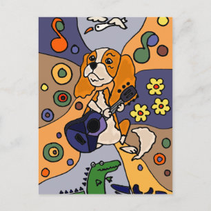 Carte Postale Funny Cavalier King Charles Spaniel Chien Abstrait