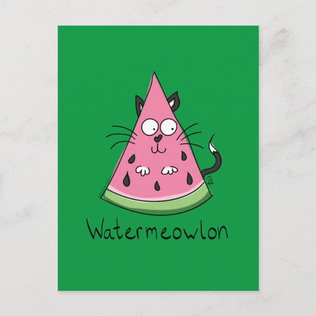 Carte Postale Funny Chat Watermelon mignon Kids (Devant)