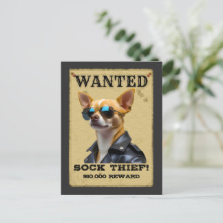 Carte Postale Funny Chihuahua WANTED Poster with Cool Sunglasses