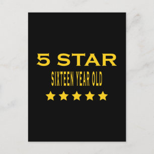 Carte Postale Funny Cool 16th Birthdays : Five Star Sixteen