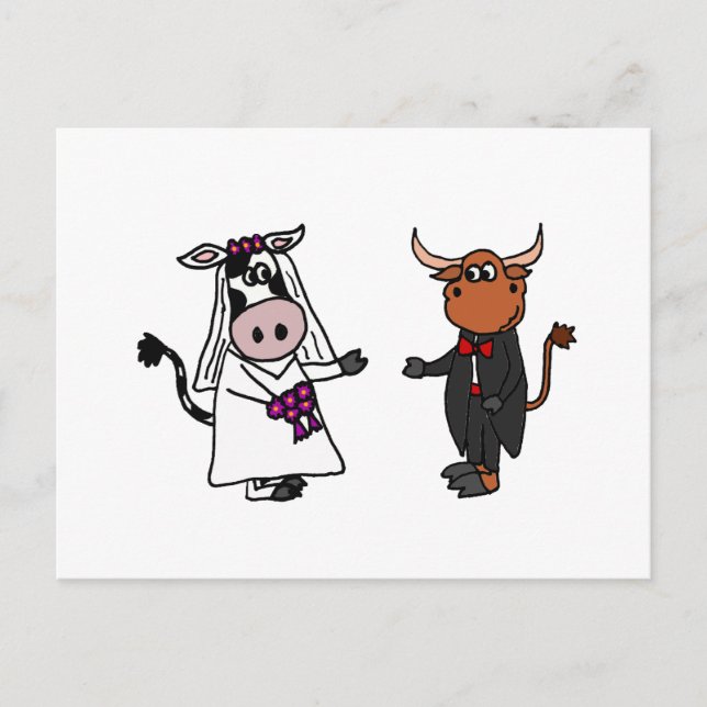 Carte Postale Funny Cow and Bull Mariage (Devant)