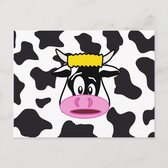 Carte Postale Funny Crazy Cow Bull sur Dairy Cow Imprimer Motif (Devant)
