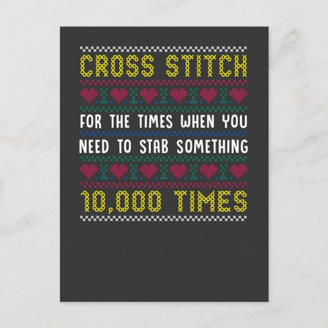 Carte Postale Funny Cross Stitch Humour Crafty Needlepoint Maman (Devant)