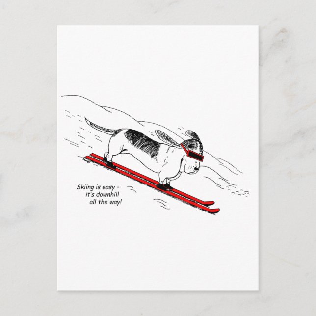 Carte postale Funny Downhill Skiing Dog (Devant)