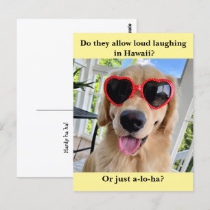 Carte Postale Funny Golden Retriever Hawaii Joke Meme