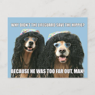 Carte Postale Funny Golden Retriever Lifeguard Hippie Joke