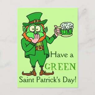Carte Postale Funny Green Leprechaun Saint Patrick's