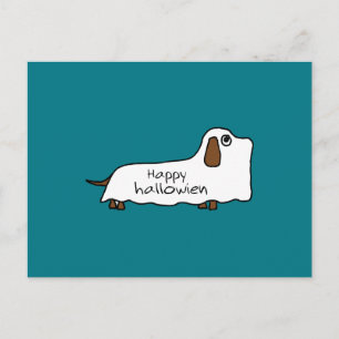 Carte Postale Funny Happy hallowiener wiener chien fantôme hallo