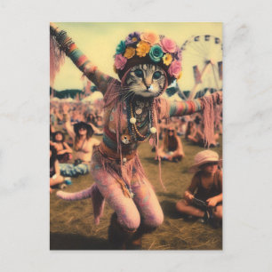 Carte postale Funny Hippie Kitty