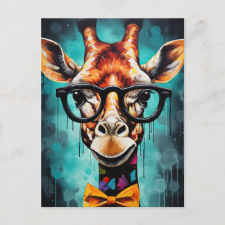 Carte Postale Funny Hipster Giraffe Zoo Animaux Faune Urbain