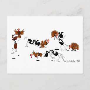 Carte Postale Funny Horse Wild Turkey Chase Cartoon