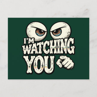 Carte Postale Funny "I'M WATCHING YOU" Retro Eyes Greeting Card 