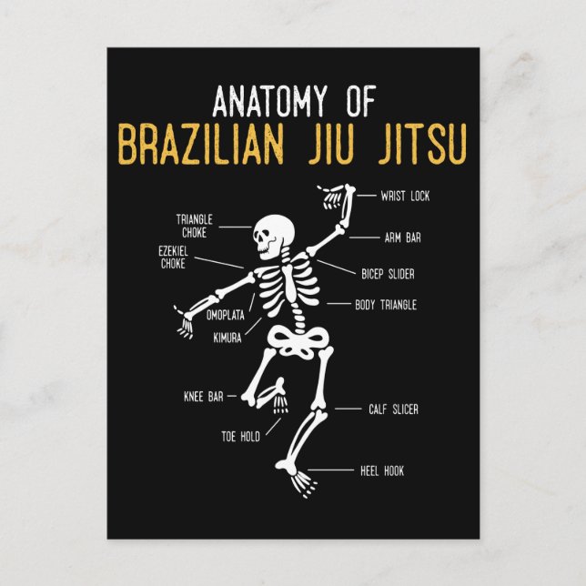 Carte Postale Funny Jiu Jitsu Fighter Anatomy BJJ Training Humor (Devant)