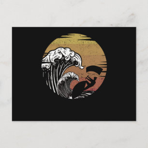 Carte Postale Funny kitesurf vagues planche à voile surf