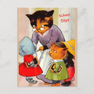 Carte Postale Funny Kittens Vintage Set pour l'école, eh bien, p