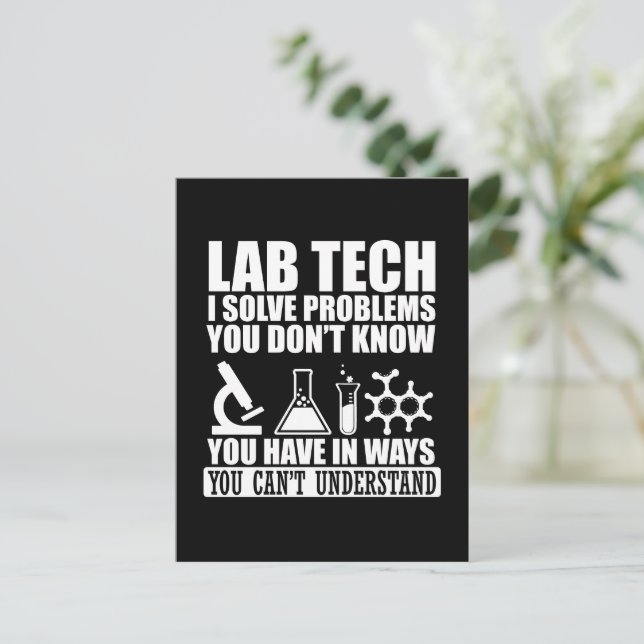 Carte Postale Funny lab tech cite laboratoire technicien humour (Debout devant)