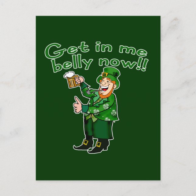 Carte Postale Funny Leprechaun et Tshirt de bière pour St. Pat's (Devant)