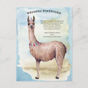 Carte Postale Funny Llama Blue Mariage reportée Date de modifica