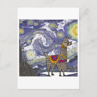 Funny Llama Starry Night Art