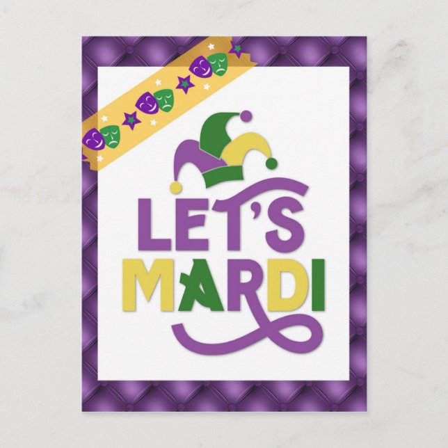 Carte Postale Funny Mardi Gras Purple Gold (Devant)
