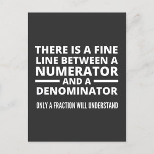 Carte Postale Funny Math FINE LIGNE NUMÉRATEUR DENOMINATEUR