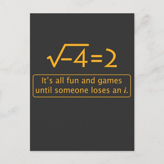 Carte Postale Funny Math Joke - nombre imaginaire manquant (Devant)