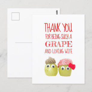 Carte Postale Funny mignonne femme de raisin Valentine's Day Car