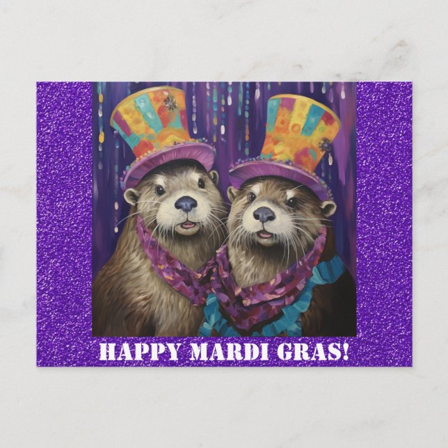 Carte Postale Funny New Orleans Mardi Gras Otter (Devant)