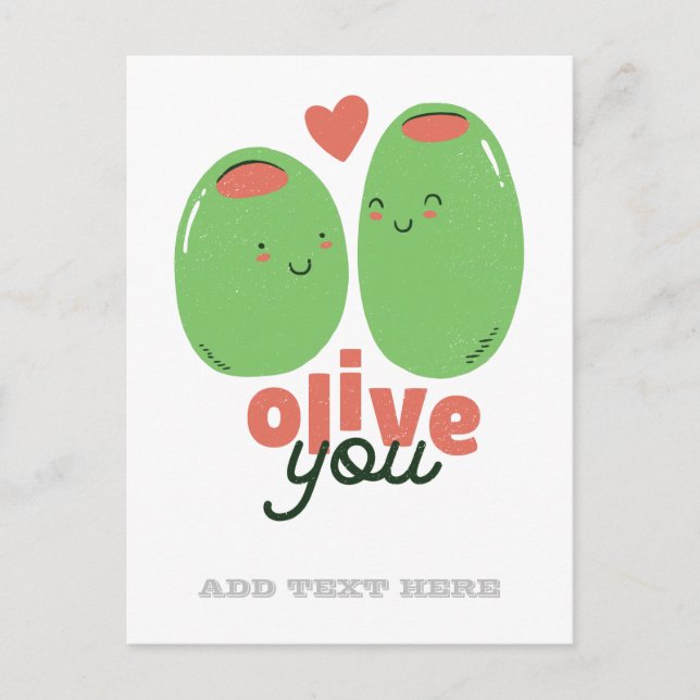 Carte Postale Funny Olive You Foodie Love Graphics Wordplay (Devant)