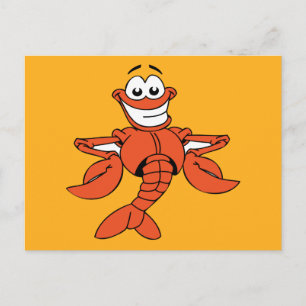 Carte Postale Funny ORANGE CARTOON LOBSTER souriant plaisir Pos