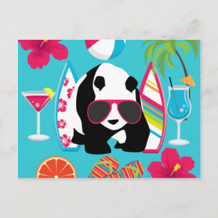 Carte Postale Funny Panda Bear Beach Bum Cool Lunettes de soleil