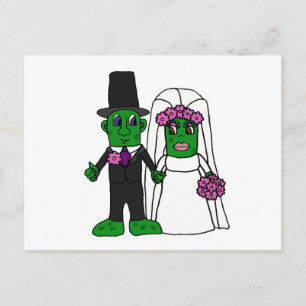 Carte Postale Funny Pickle Bride et Groom Mariage Art