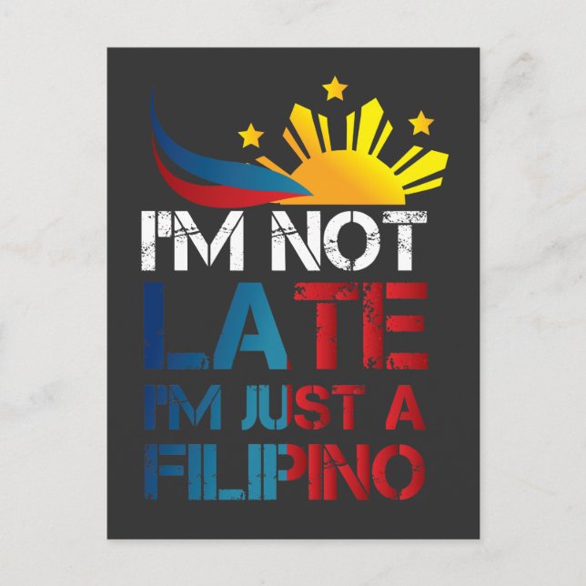 Carte Postale Funny Pinoy plaisante Ponctualité Philippines Phil (Devant)