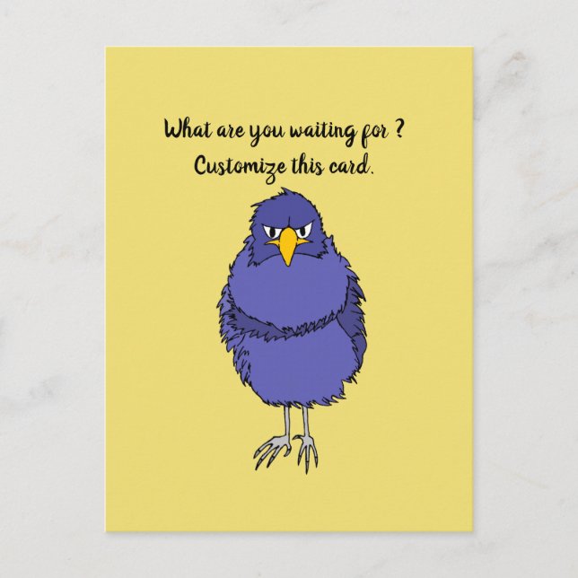Carte Postale Funny postcard with not so happy bird (Devant)