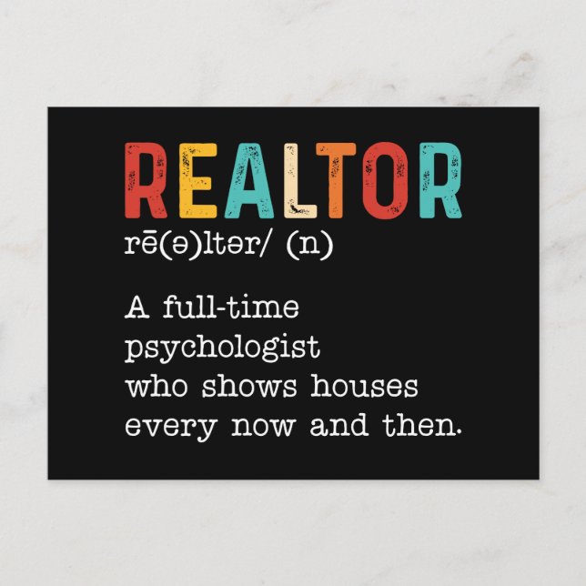 Carte Postale Funny Real Estate Agent Realtor Description du tra (Devant)