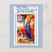 Funny rétro mécanique vintage, garage, chien