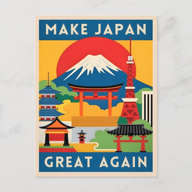 Carte Postale Funny Retro Travel Japon Humour touristique (Devant)