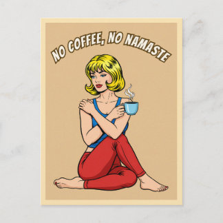 Carte Postale Funny Retro Vintage Coffee Yoga Humor Pop Art 