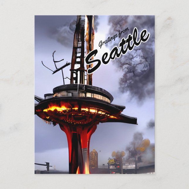 Carte Postale Funny Sarcastique Seattle Salutations Post Apocaly (Devant)