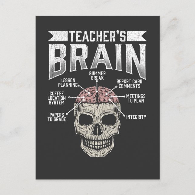 Carte Postale Funny School Enseignant Cerveau Éducation Café Leç (Devant)