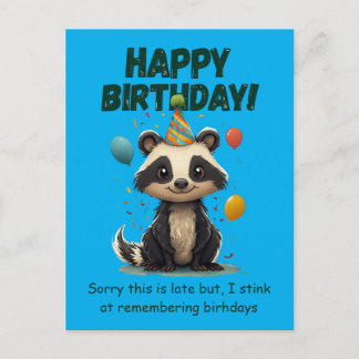 Carte Postale Funny Skunk Belated Birthday