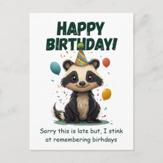 Carte Postale Funny Skunk Belated Birthday