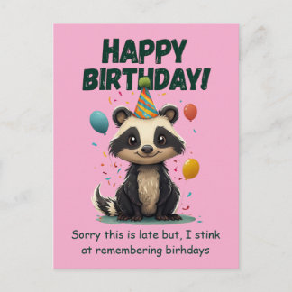 Carte Postale Funny Skunk Belated Birthday