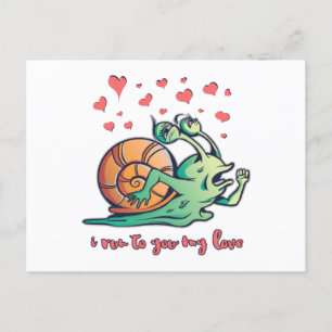 Carte Postale Funny Snail Valentine Running