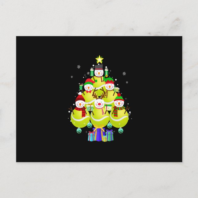 Carte Postale Funny Snowman Tennis Noël Arbre Ornements Garçons (Devant)