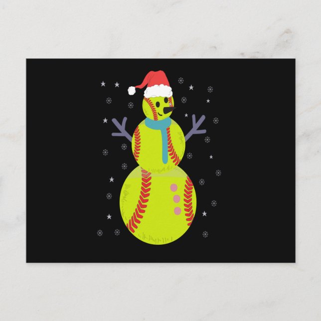 Carte Postale Funny Softball Snowman Christmas New Year Gift (Devant)