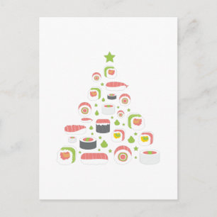 Carte Postale Funny Sushi Lovers Christmas Tree Ajouter un texte