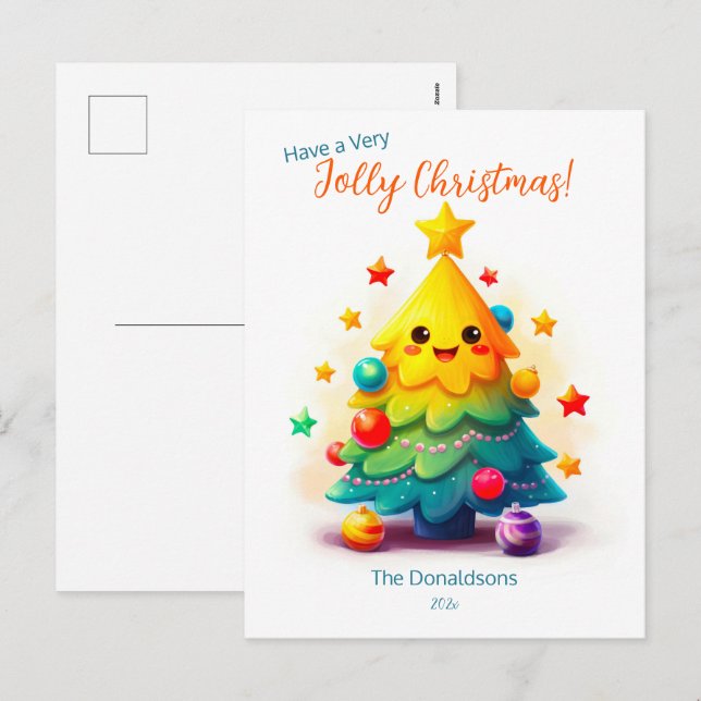 Carte postale Funny Tree Christmas (Devant / Derrière)